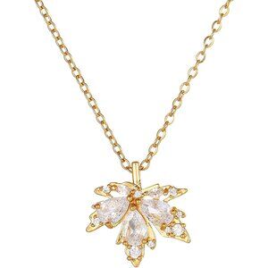 Luxurious Gold Plated Necklace with Whimsical Cubic Zirconia Charms - Gift Boxed